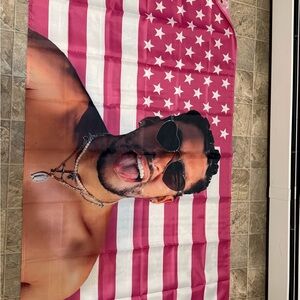 Pink and White Bad Bunny Flag